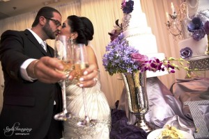 Couple toasting at wedding LABanquets.com